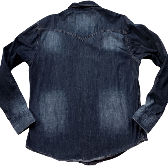 Wrangler Denim Retro Western Pearl Snap Button Long Sleeve Size XL - Picture 2 of 5
